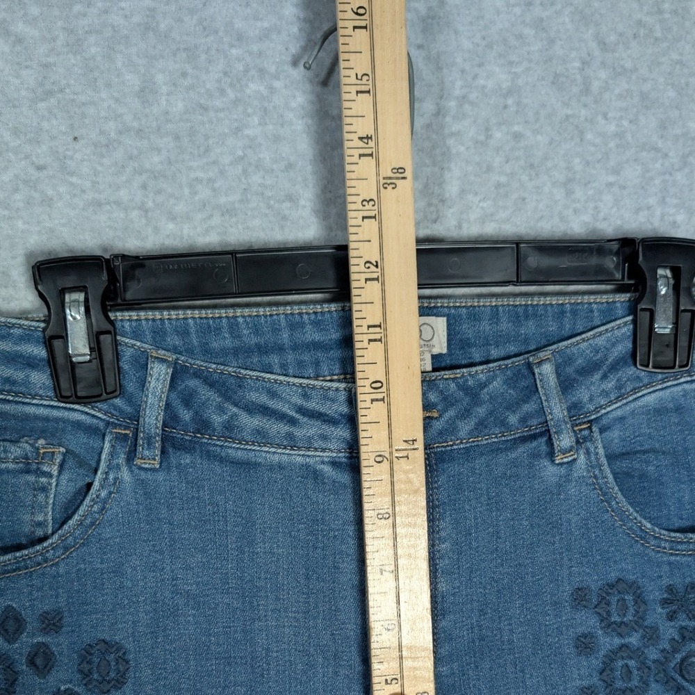 LOGO Lori Goldstein Jeans Womens 12 Blue Embroidered Boho Denim Floral - Picture 8 of 9